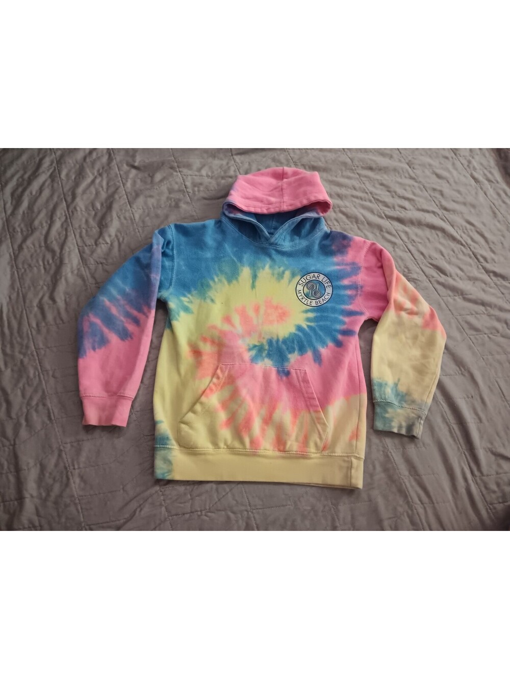Youth size L pastel tie-dye Sugar Life Myrtle Beach hoodie